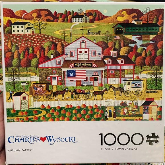 🧩Charles Wysocki-“Autumn Farms”-Buffalo Games 1000 piece jigsaw puzzle - Picture 1 of 3